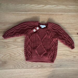‘Grown’ Baby Cable Knit Sweater - Rust